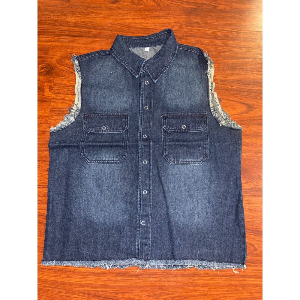 Women's Denim Boxy Vest - Size Large